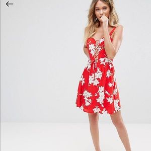 Floral lace up dress